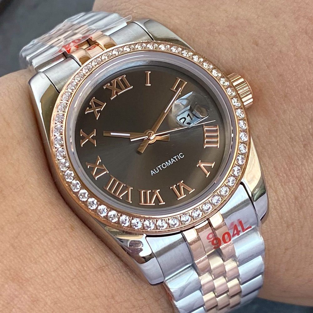 Watch Bezel Insert - Tandorio novo 31mm prata rosa dois
