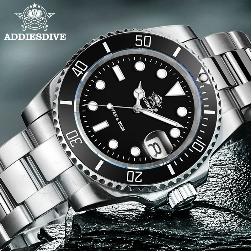 Watch Bezel Insert - Addiesdive relógio clássico masculino com moldura