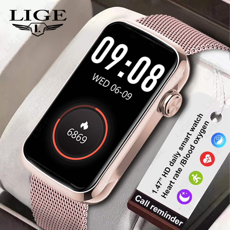 Lige 1.47 ''relógio inteligent - Smartwatch Ladies Watches For Women avaliação e preço
