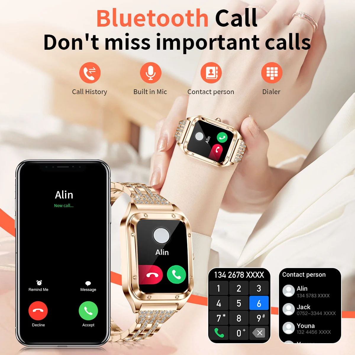 Top Luxo Relógio Inteligente p - Smartwatch Ladies Watches For Women avaliação e preço